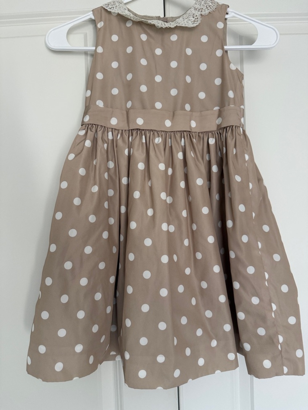 Jason Wu Girls Polka Dot Sleeveless Dress with Lace Collar